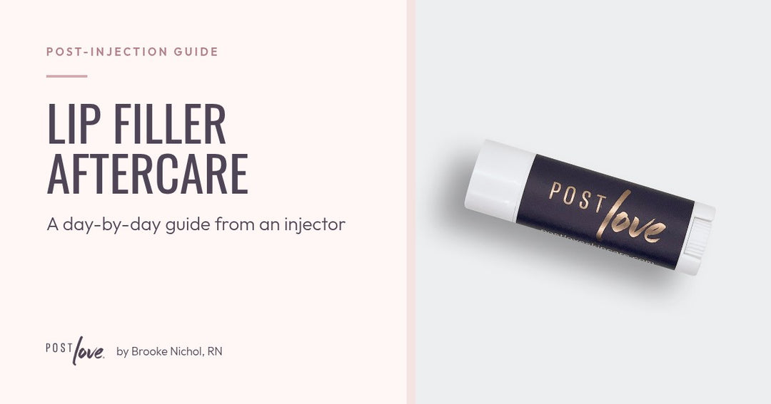 Lip filler aftercare day-by-day guide cover: Post Love Mint Lip Balm
